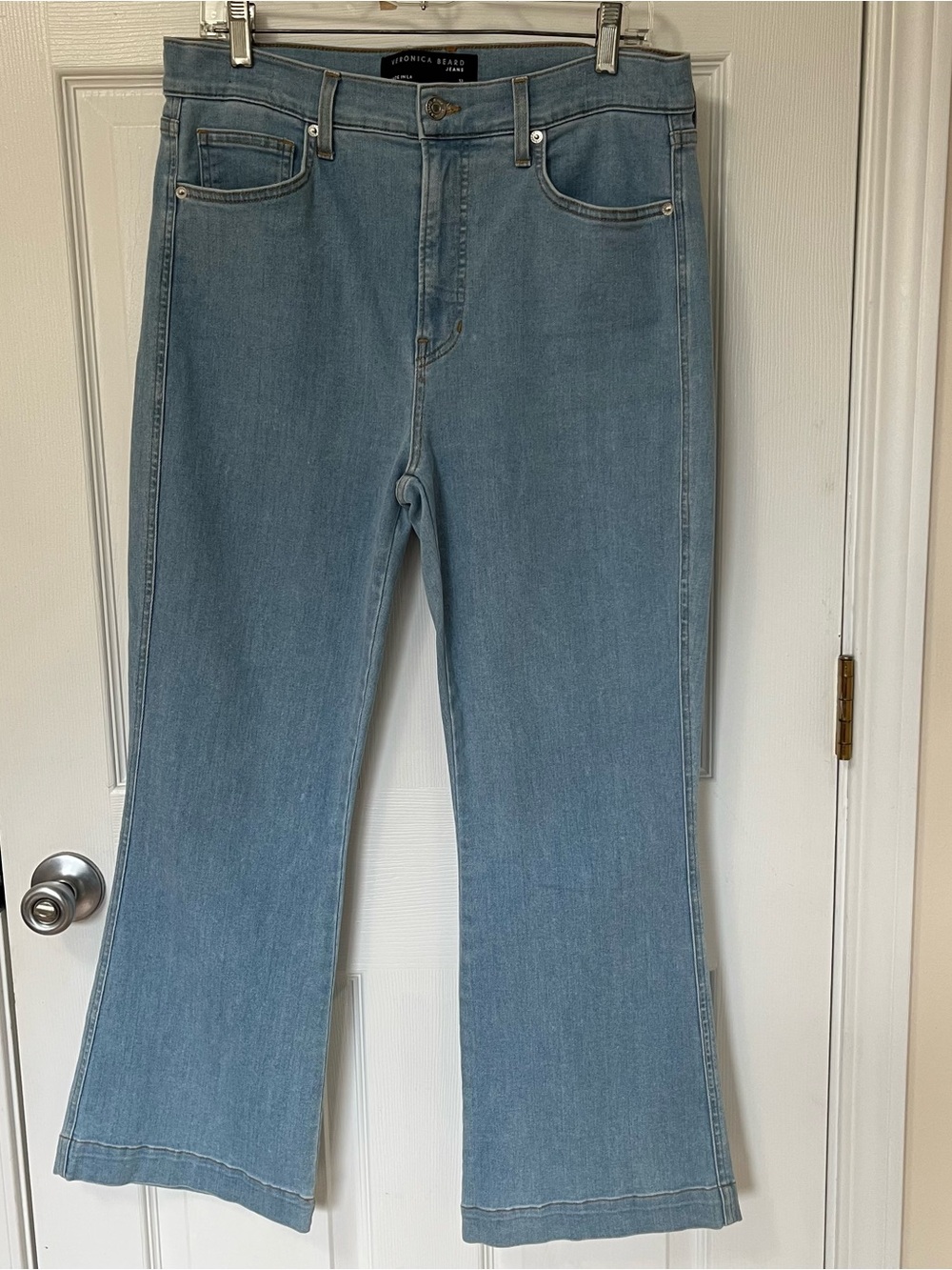 Veronica Beard Carson High Rise Ankle Flare Jeans Blue Ridge Wash Size 31 Denim